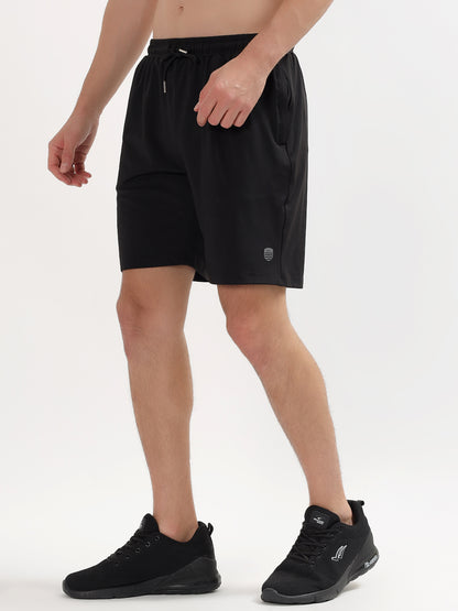 Men's Solid Black Regular Fit Casual Shorts
