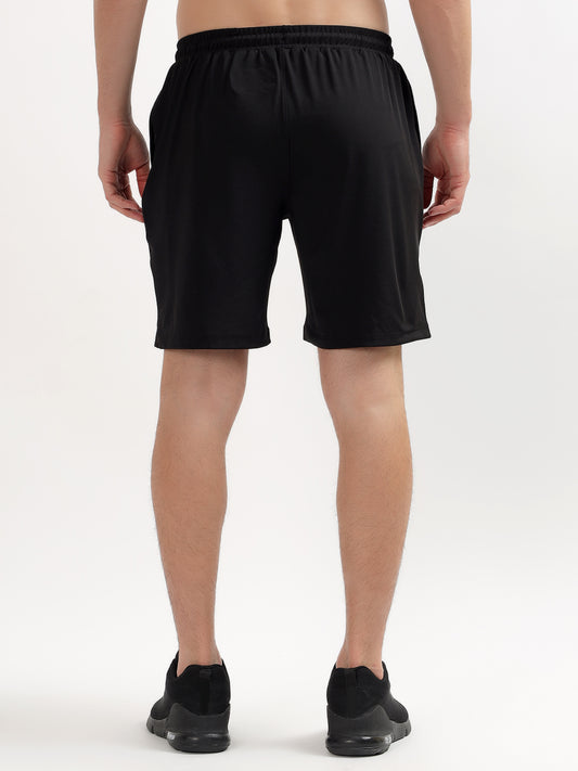 Men's Solid Black Regular Fit Casual Shorts