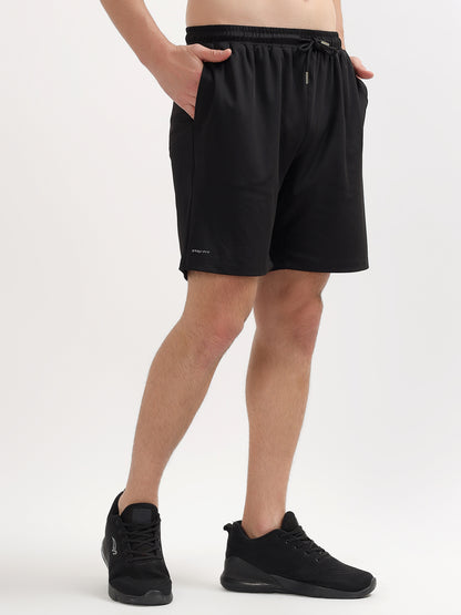 Men's Solid Black Regular Fit Casual Shorts