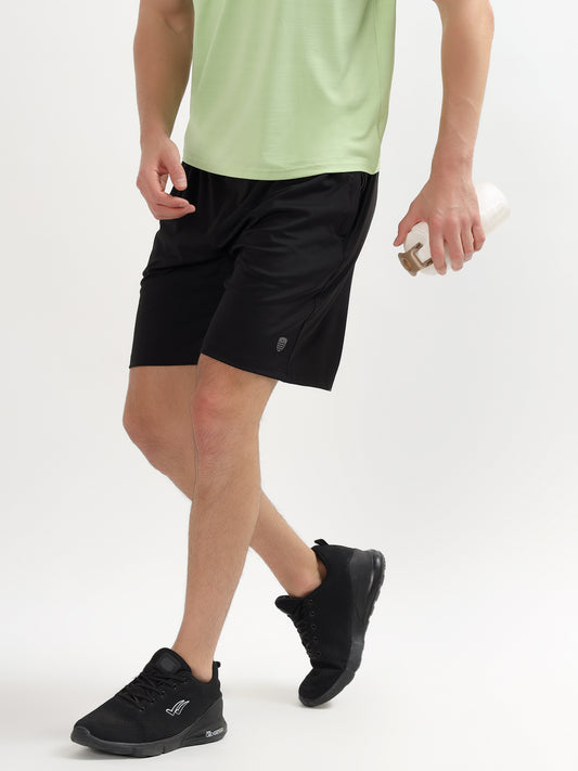 Men's Solid Black Regular Fit Casual Shorts