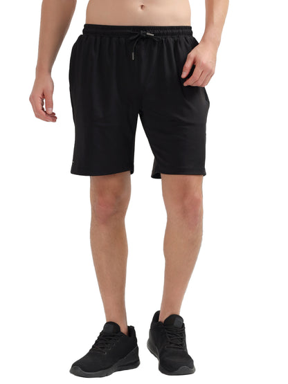 Men's Solid Black Regular Fit Casual Shorts