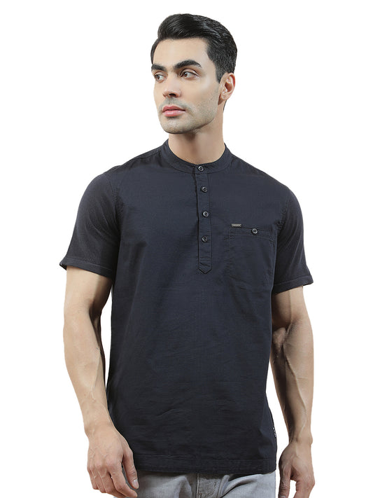 Shirt Kurta for Men | Breathable & Soft with Color Fastness Regular Fit Mandarin Collar Pure Cotton Fabric Solid Pattern