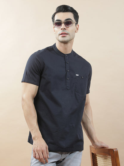 Shirt Kurta for Men | Breathable & Soft with Color Fastness Regular Fit Mandarin Collar Pure Cotton Fabric Solid Pattern