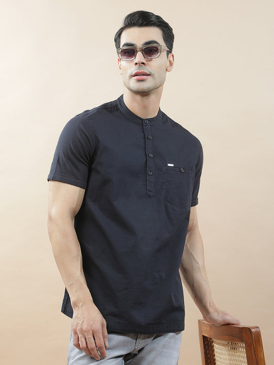 Shirt Kurta for Men | Breathable & Soft with Color Fastness Regular Fit Mandarin Collar Pure Cotton Fabric Solid Pattern