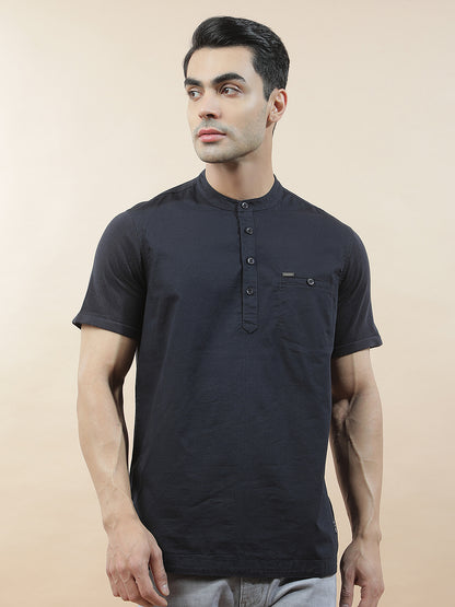 Shirt Kurta for Men | Breathable & Soft with Color Fastness Regular Fit Mandarin Collar Pure Cotton Fabric Solid Pattern