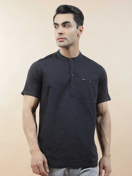Shirt Kurta for Men | Breathable & Soft with Color Fastness Regular Fit Mandarin Collar Pure Cotton Fabric Solid Pattern
