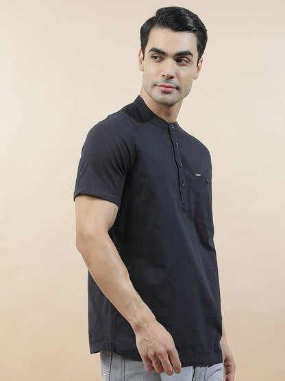 Shirt Kurta for Men | Breathable & Soft with Color Fastness Regular Fit Mandarin Collar Pure Cotton Fabric Solid Pattern