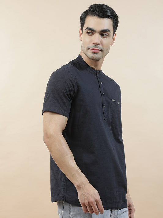 Shirt Kurta for Men | Breathable & Soft with Color Fastness Regular Fit Mandarin Collar Pure Cotton Fabric Solid Pattern