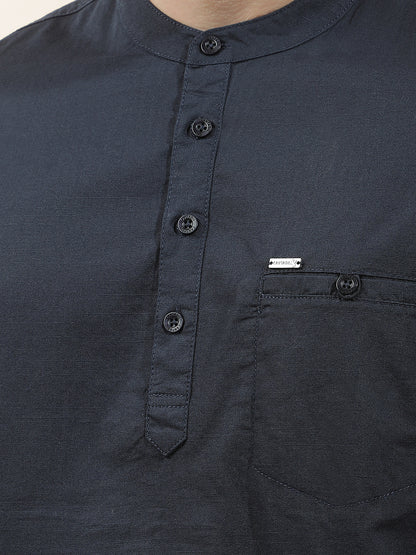 Shirt Kurta for Men | Breathable & Soft with Color Fastness Regular Fit Mandarin Collar Pure Cotton Fabric Solid Pattern