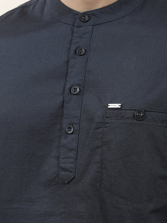 Shirt Kurta for Men | Breathable & Soft with Color Fastness Regular Fit Mandarin Collar Pure Cotton Fabric Solid Pattern