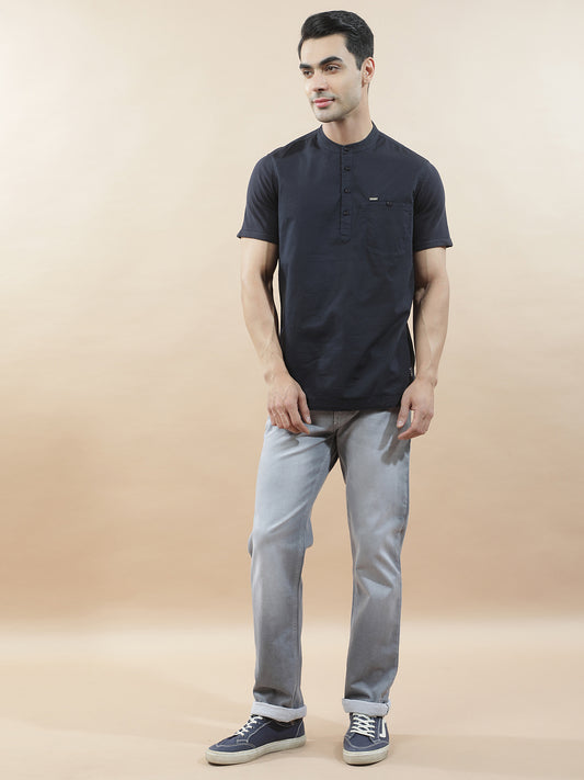 Shirt Kurta for Men | Breathable & Soft with Color Fastness Regular Fit Mandarin Collar Pure Cotton Fabric Solid Pattern