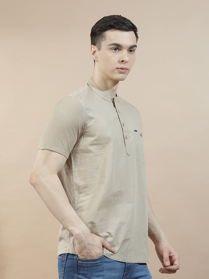 Shirt Kurta for Men | Breathable & Soft with Color Fastness Regular Fit Mandarin Collar Pure Cotton Fabric Solid Pattern