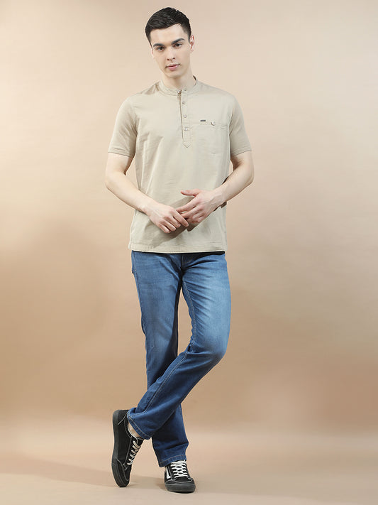 Shirt Kurta for Men | Breathable & Soft with Color Fastness Regular Fit Mandarin Collar Pure Cotton Fabric Solid Pattern