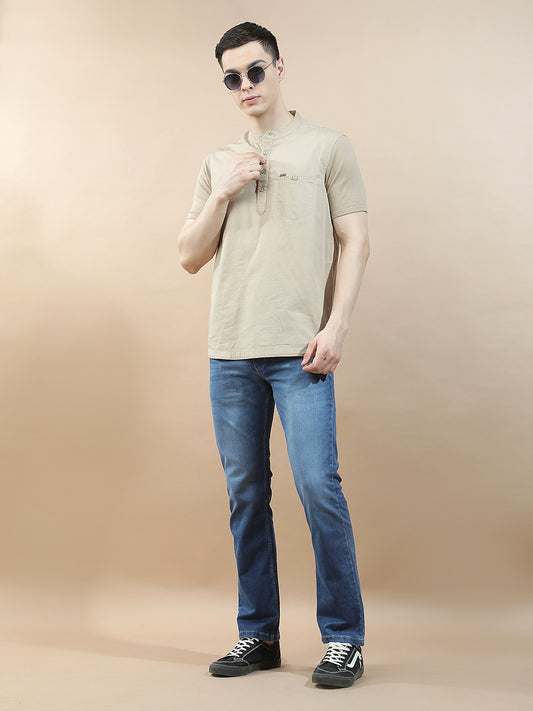 Shirt Kurta for Men | Breathable & Soft with Color Fastness Regular Fit Mandarin Collar Pure Cotton Fabric Solid Pattern