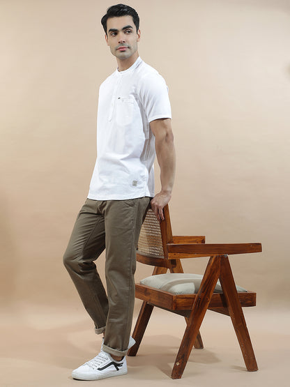 Shirt Kurta for Men | Breathable & Soft with Color Fastness Regular Fit Mandarin Collar Pure Cotton Fabric Solid Pattern