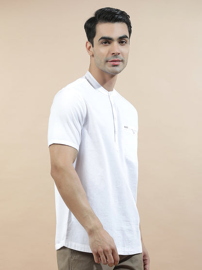 Shirt Kurta for Men | Breathable & Soft with Color Fastness Regular Fit Mandarin Collar Pure Cotton Fabric Solid Pattern