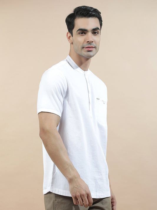 Shirt Kurta for Men | Breathable & Soft with Color Fastness Regular Fit Mandarin Collar Pure Cotton Fabric Solid Pattern
