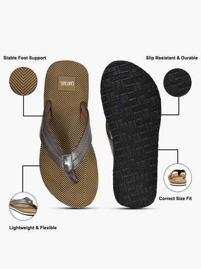 Casual Flip Flop for Men | Lightweight & Comfortable with Cushioned Insole PU Upper Rubber Sole Slip on Closure