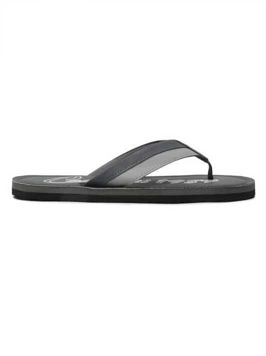 Men Grey Typography Printed Thong Strap Slipper