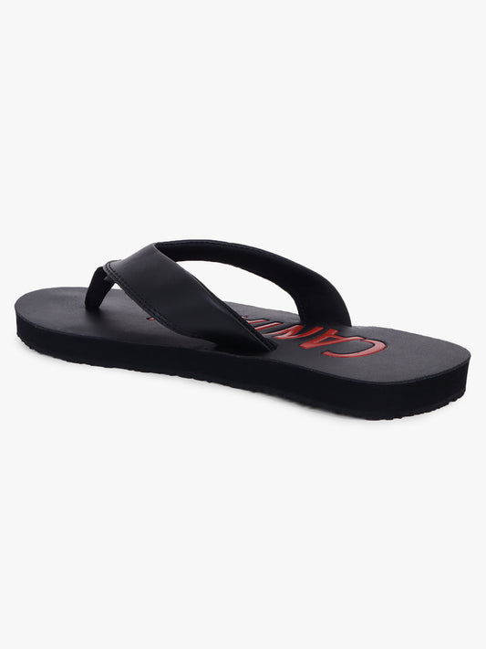 Men's Black Printed Casual Flip-Flops Slippers