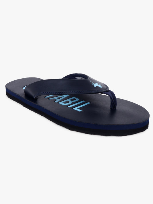 Men's Navy Blue Printed Casual Flip-Flops Slippers