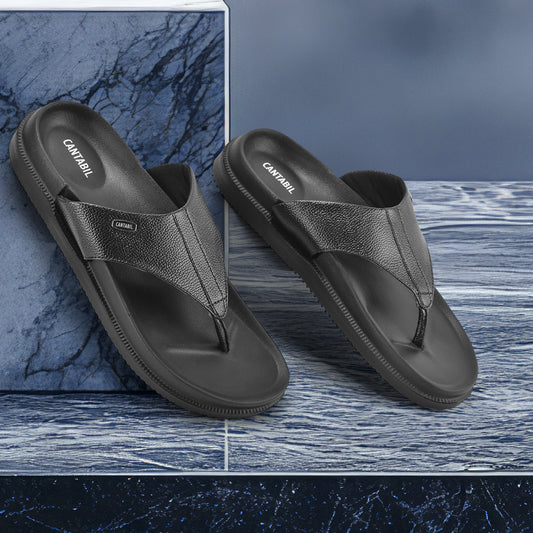 Casual Flip Flop for Men | Lightweight & Comfortable with Cushioned Insole PU Upper EVA Sole Slip on Closure.