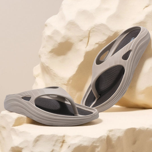 Men's Beige & Brown Solid  Casual Flip Flop