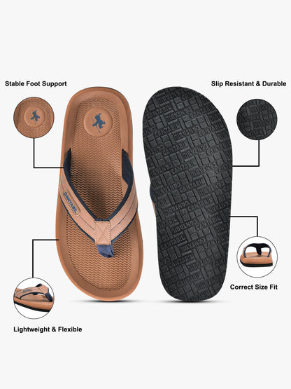 Casual Flip Flop for Men l Lightweight & Comfortable with Cushioned Insole EVA Upper Rubber Sole Slip on Closure