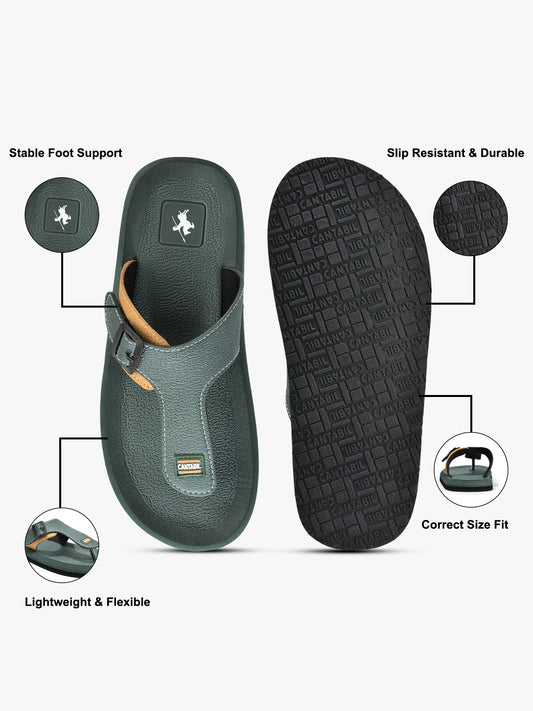 Casual Flip Flop for Men l Lightweight & Comfortable with Cushioned Insole EVA Upper Rubber Sole Slip on Closure