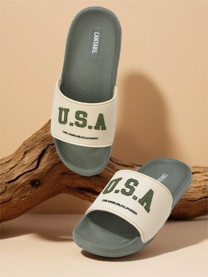 Casual Sliders for Men | Lightweight & Comfortable with Cushioned Insole Silicon Upper EVA Sole Slip On Closure