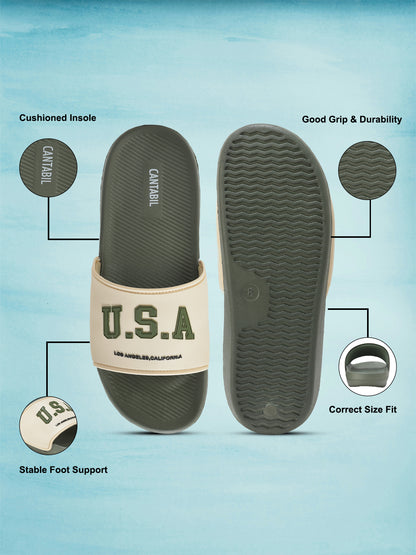 Casual Sliders for Men | Lightweight & Comfortable with Cushioned Insole Silicon Upper EVA Sole Slip On Closure