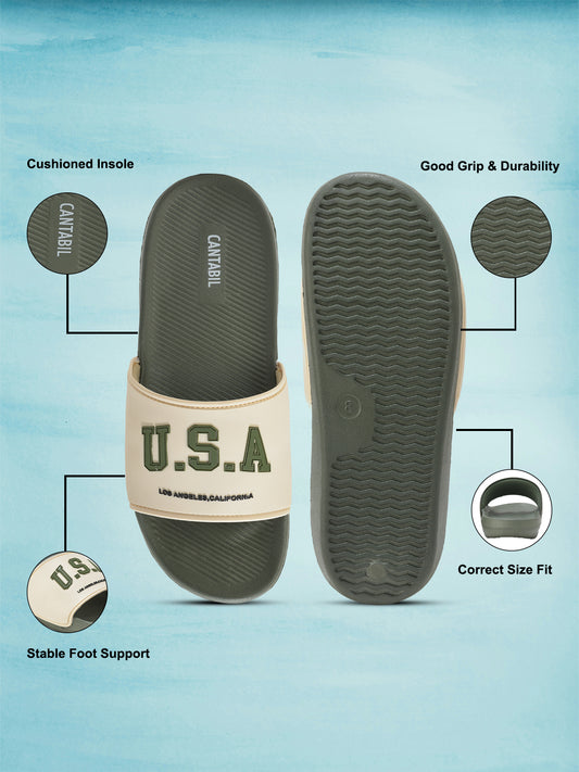 Casual Sliders for Men | Lightweight & Comfortable with Cushioned Insole Silicon Upper EVA Sole Slip On Closure