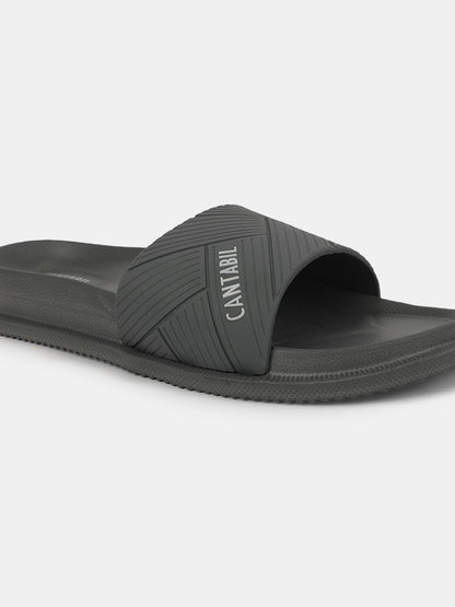 Men's Grey Solid Casual Slider