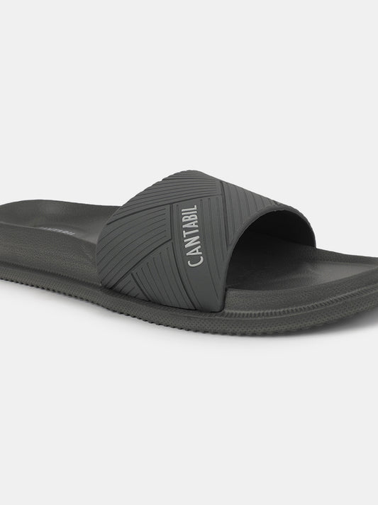 Men's Grey Solid Casual Slider