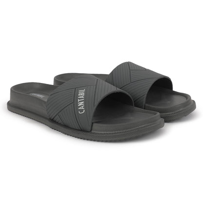Men's Grey Solid Casual Slider