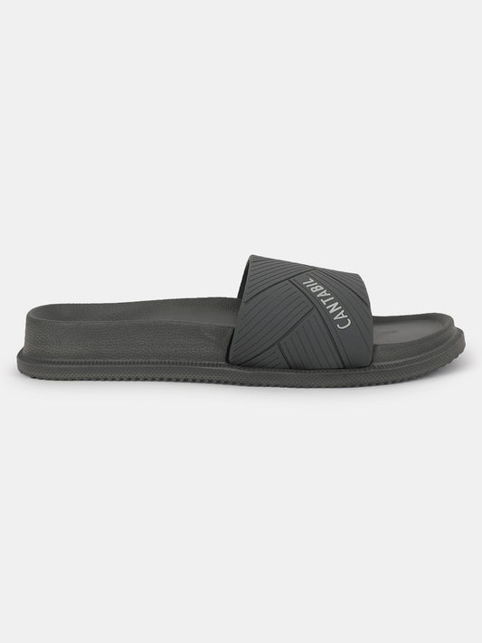 Men's Grey Solid Casual Slider