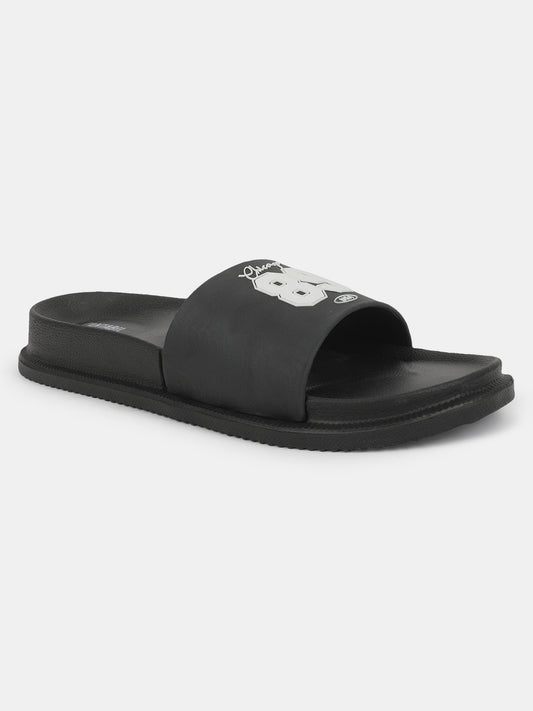 Men's Black Solid Casual Slider