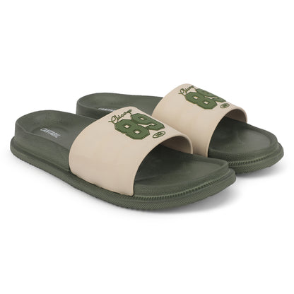 Men's Olive Solid Sliders