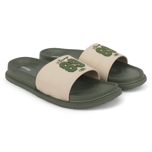 Men's Olive Solid Sliders