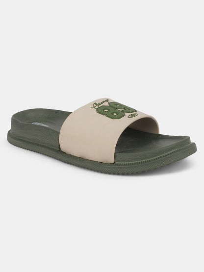 Men's Olive Solid Sliders