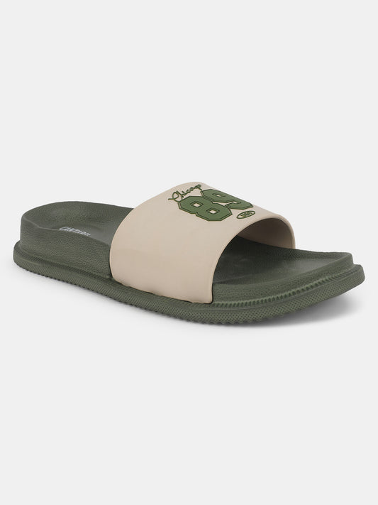 Men's Olive Solid Sliders