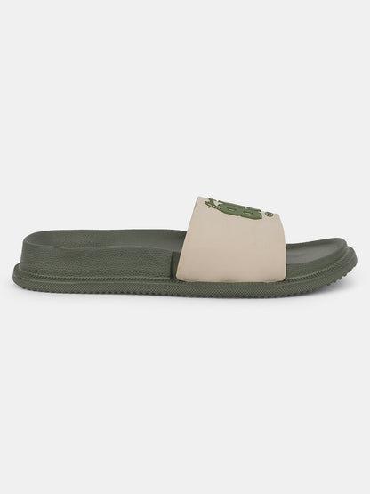 Men's Olive Solid Sliders