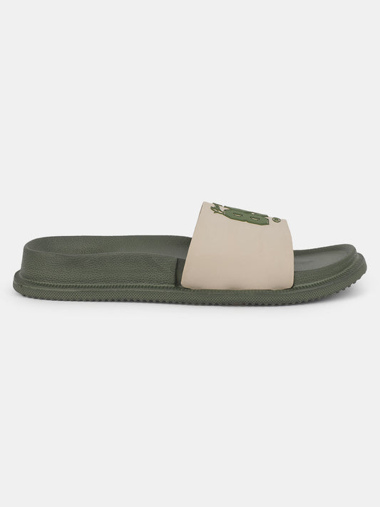 Men's Olive Solid Sliders