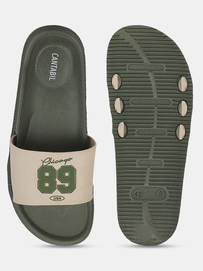 Men's Olive Solid Sliders