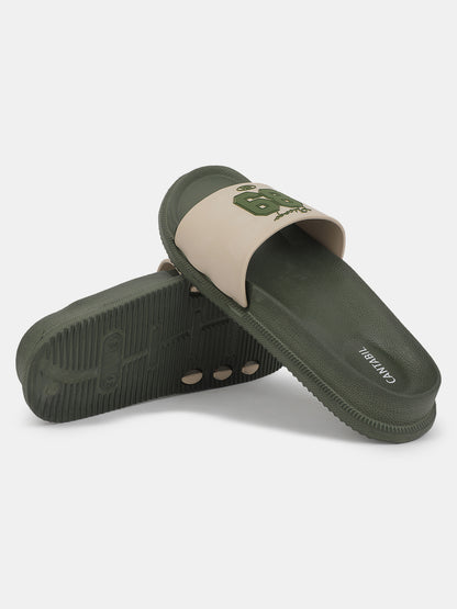 Men's Olive Solid Sliders