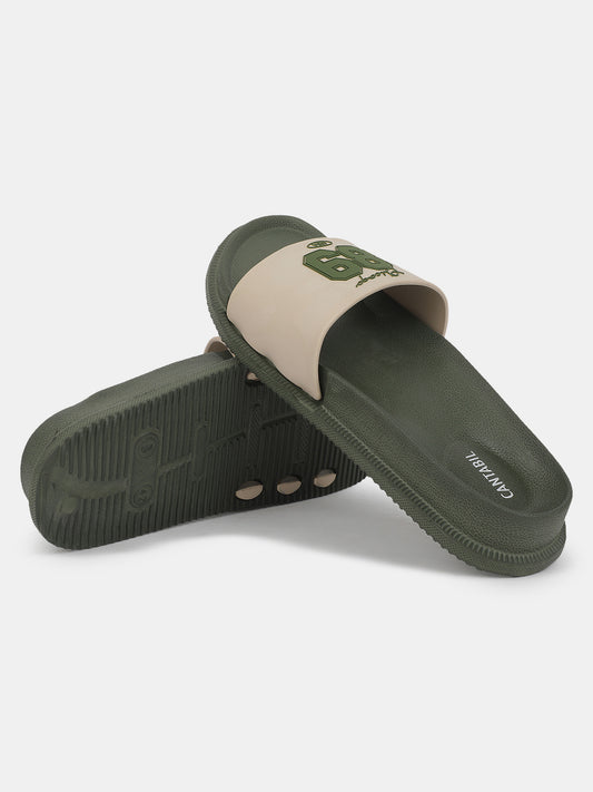 Men's Olive Solid Sliders