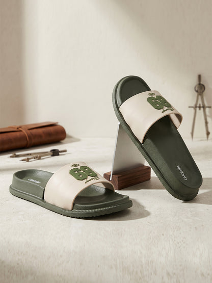 Men's Olive Solid Sliders