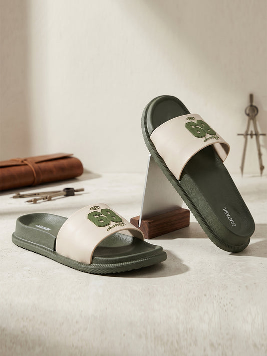 Men's Olive Solid Sliders