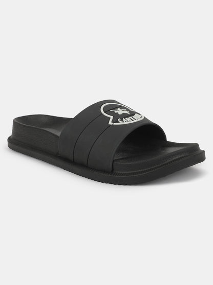 Men's Black Solid Casual Slider