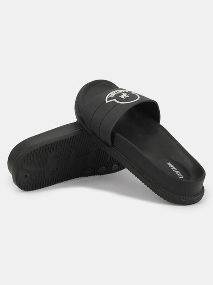 Men's Black Solid Casual Slider